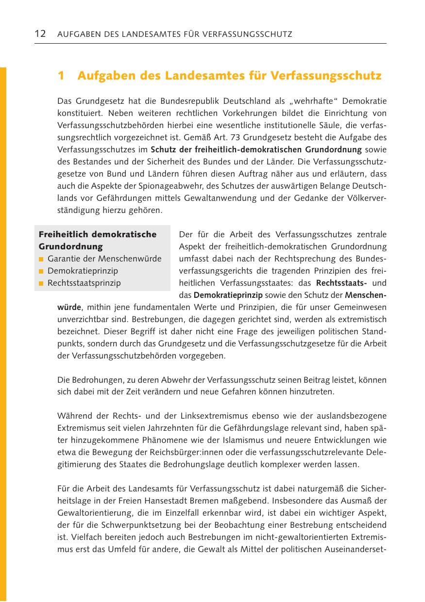 Seite 11 des Verfassungsschutzbericht 2023 Bremen