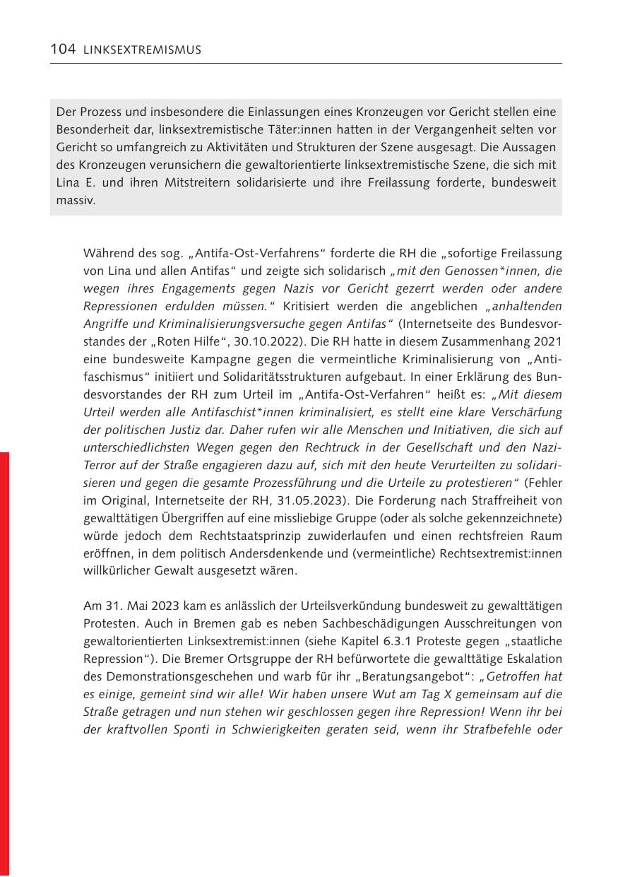 Seite 103 des Verfassungsschutzbericht 2023 Bremen