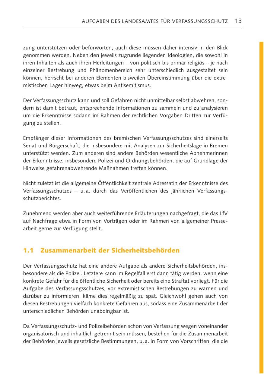 Seite 12 des Verfassungsschutzbericht 2023 Bremen