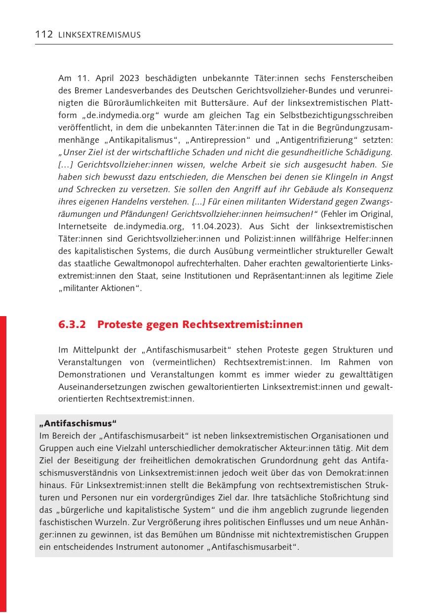 Seite 111 des Verfassungsschutzbericht 2023 Bremen