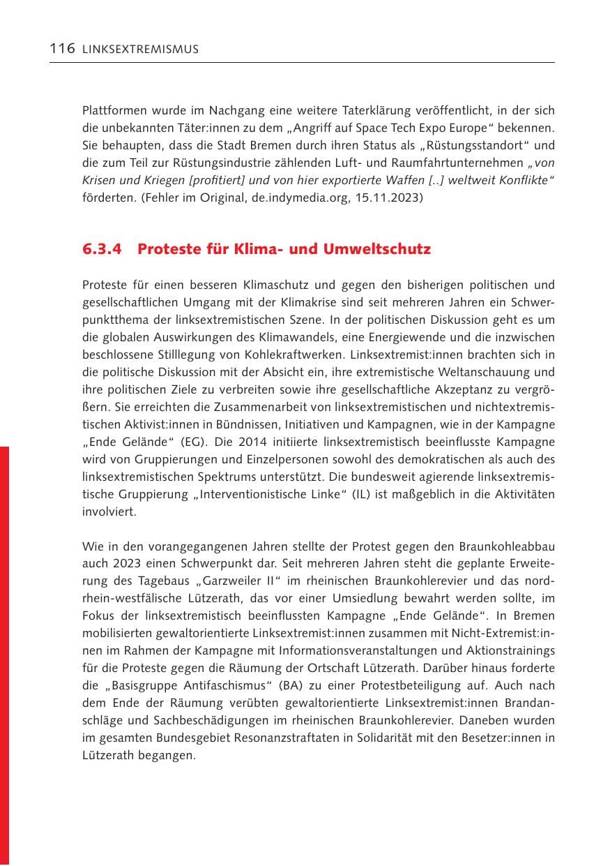 Seite 115 des Verfassungsschutzbericht 2023 Bremen