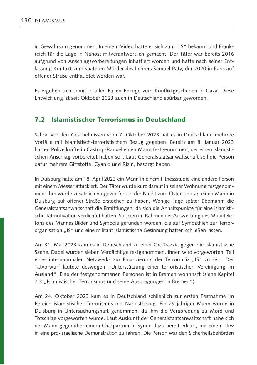 Seite 129 des Verfassungsschutzbericht 2023 Bremen