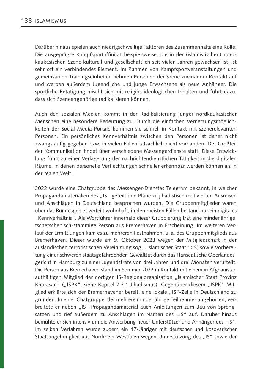 Seite 137 des Verfassungsschutzbericht 2023 Bremen