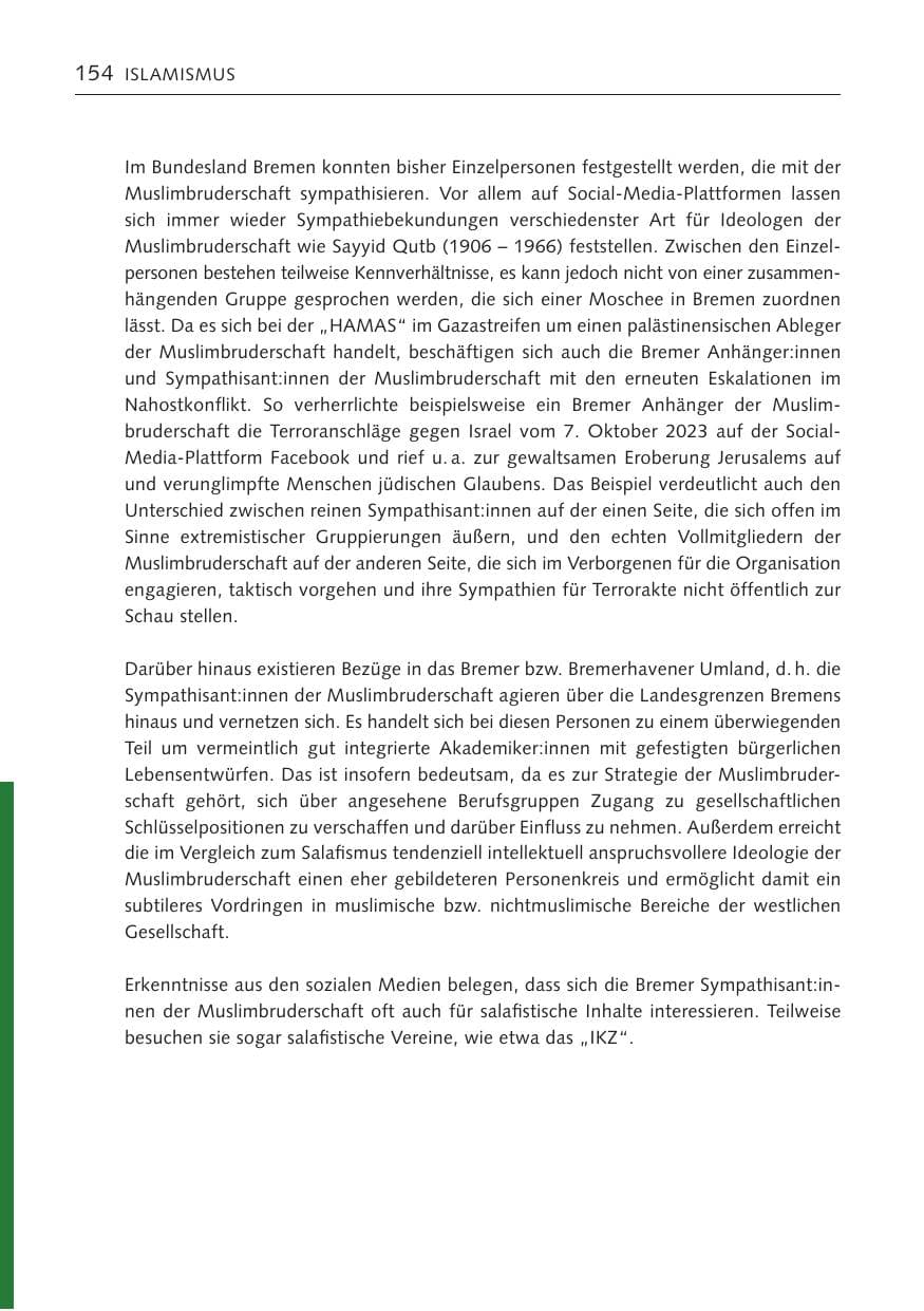Seite 153 des Verfassungsschutzbericht 2023 Bremen