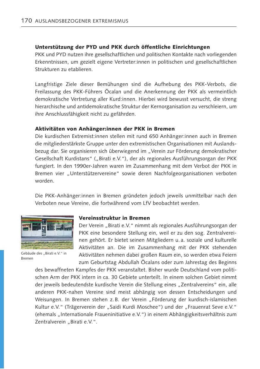 Seite 169 des Verfassungsschutzbericht 2023 Bremen