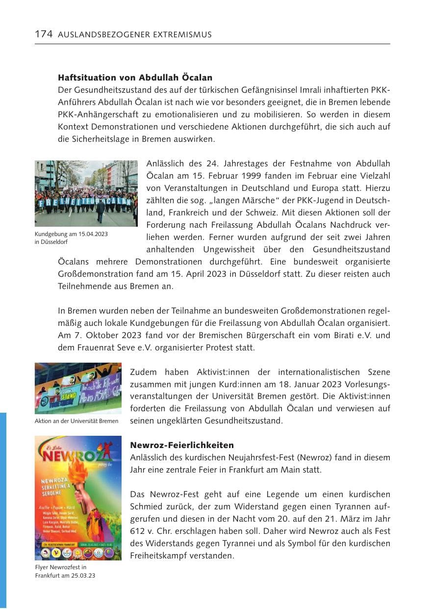 Seite 173 des Verfassungsschutzbericht 2023 Bremen