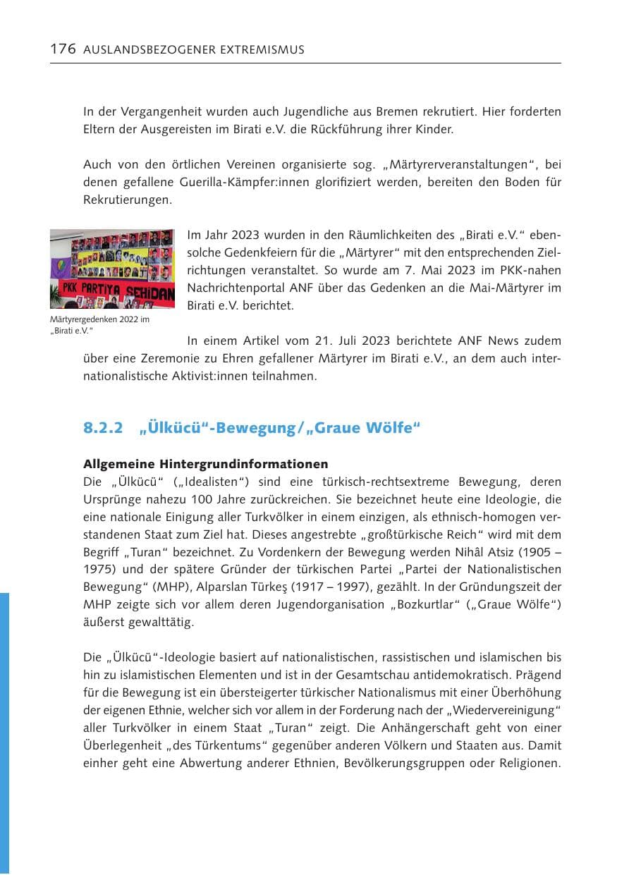 Seite 175 des Verfassungsschutzbericht 2023 Bremen