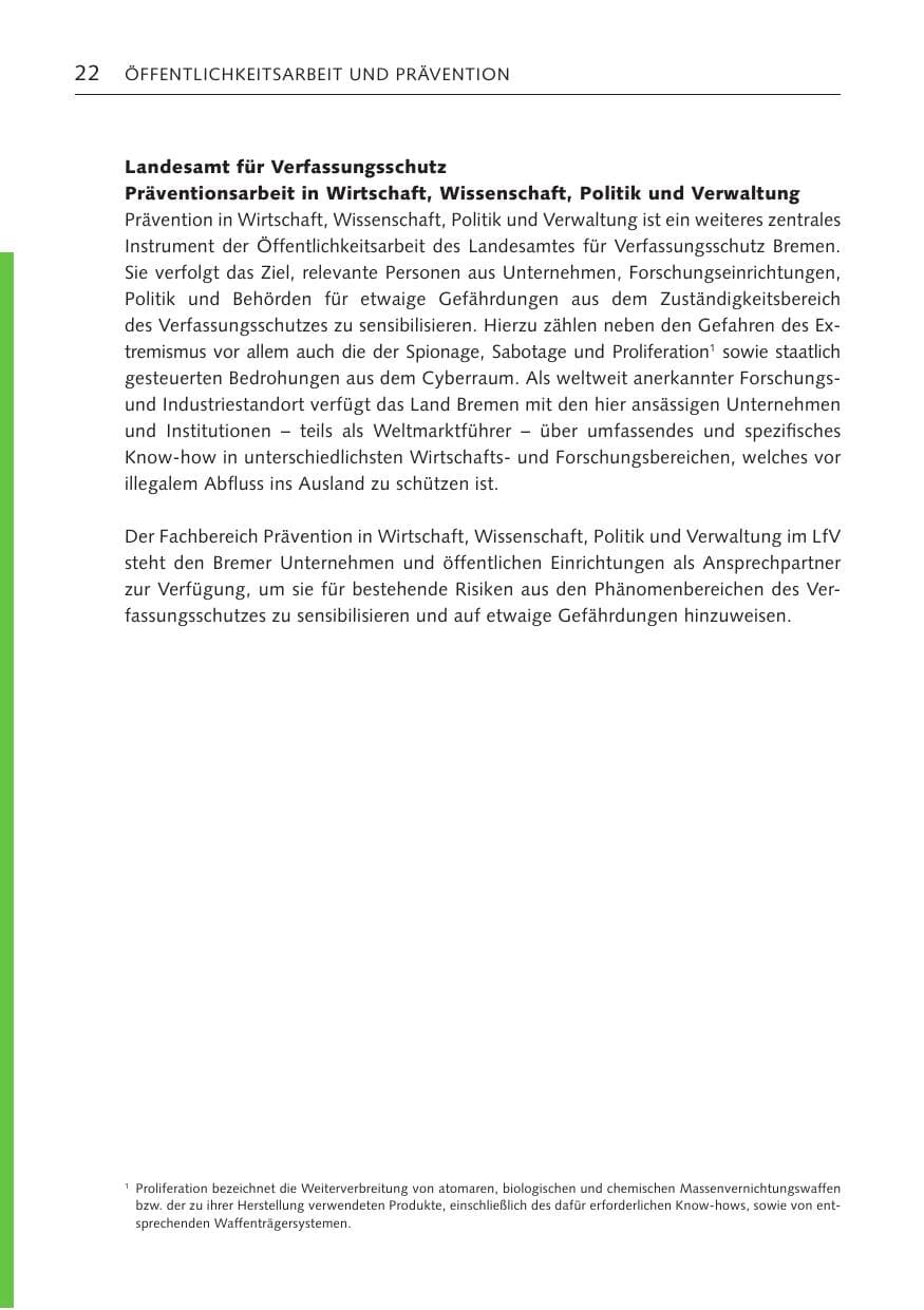 Seite 21 des Verfassungsschutzbericht 2023 Bremen