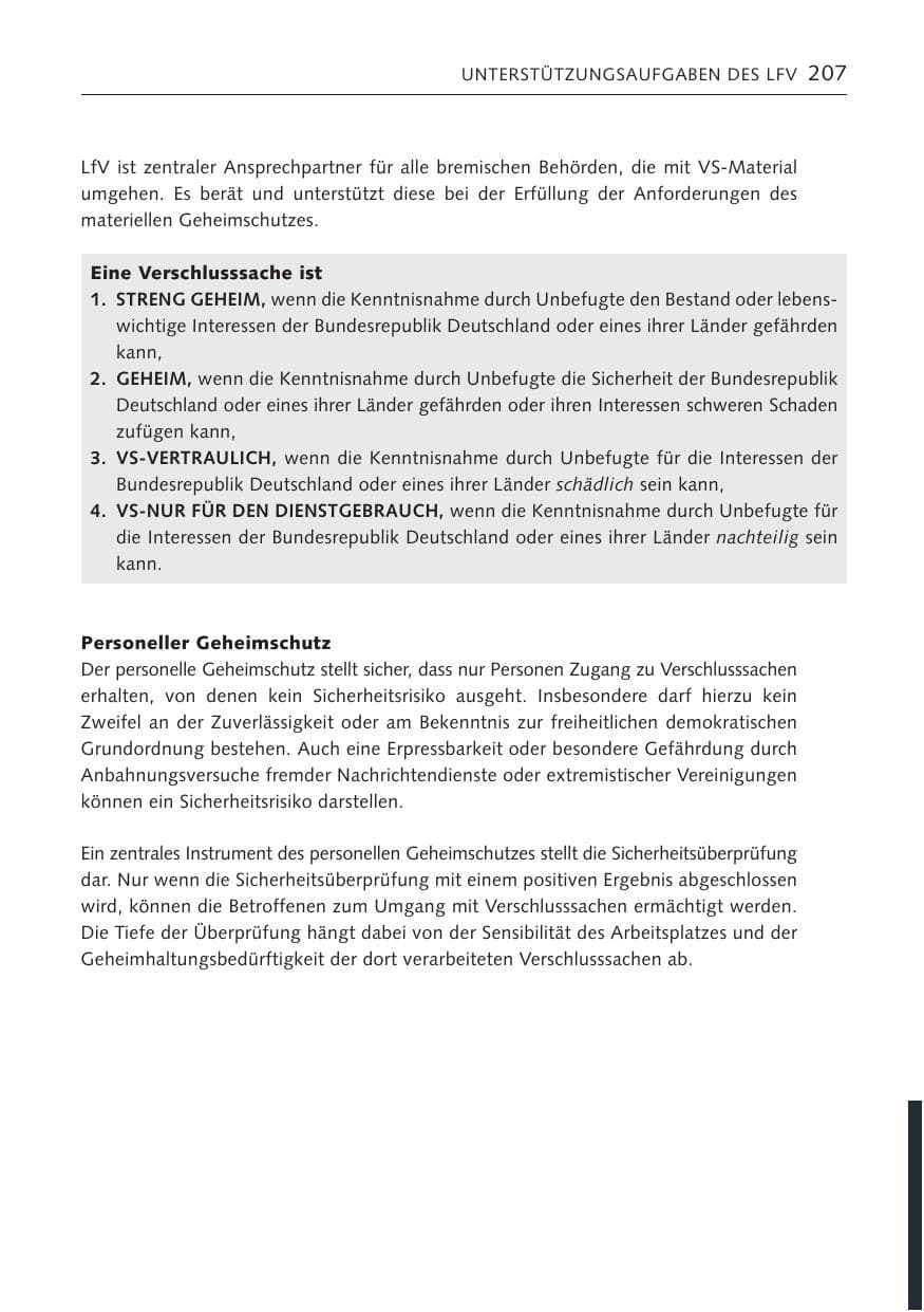 Seite 206 des Verfassungsschutzbericht 2023 Bremen