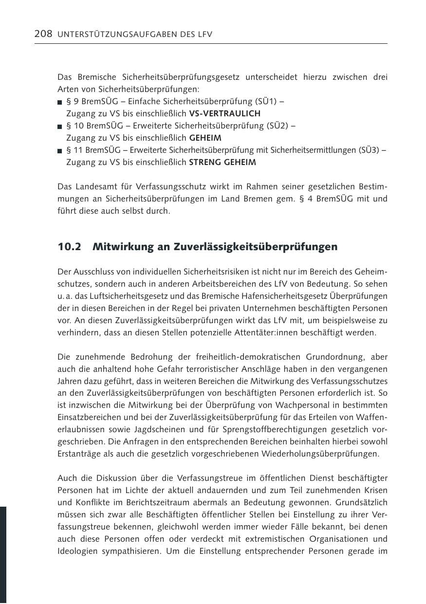 Seite 207 des Verfassungsschutzbericht 2023 Bremen
