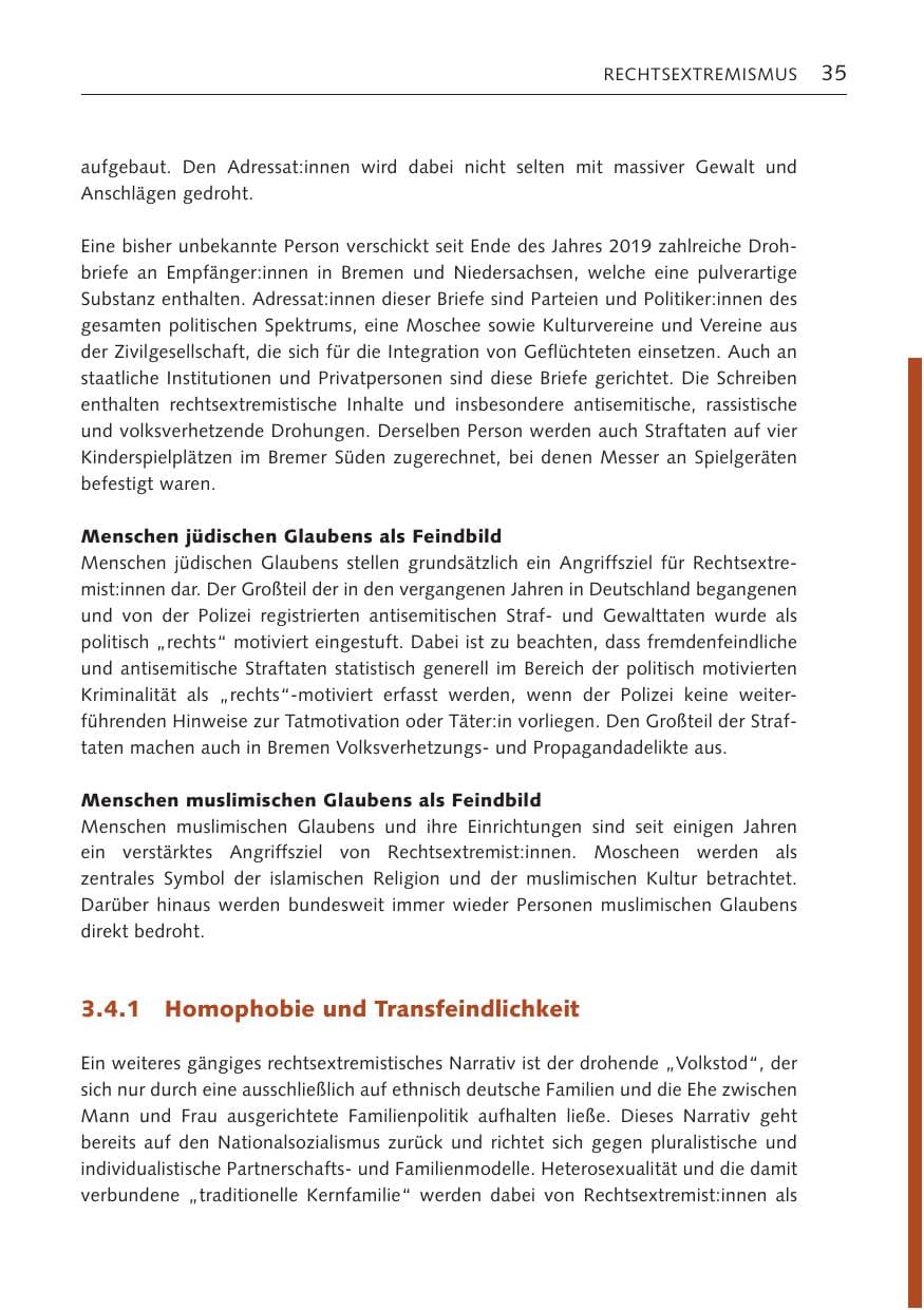 Seite 34 des Verfassungsschutzbericht 2023 Bremen