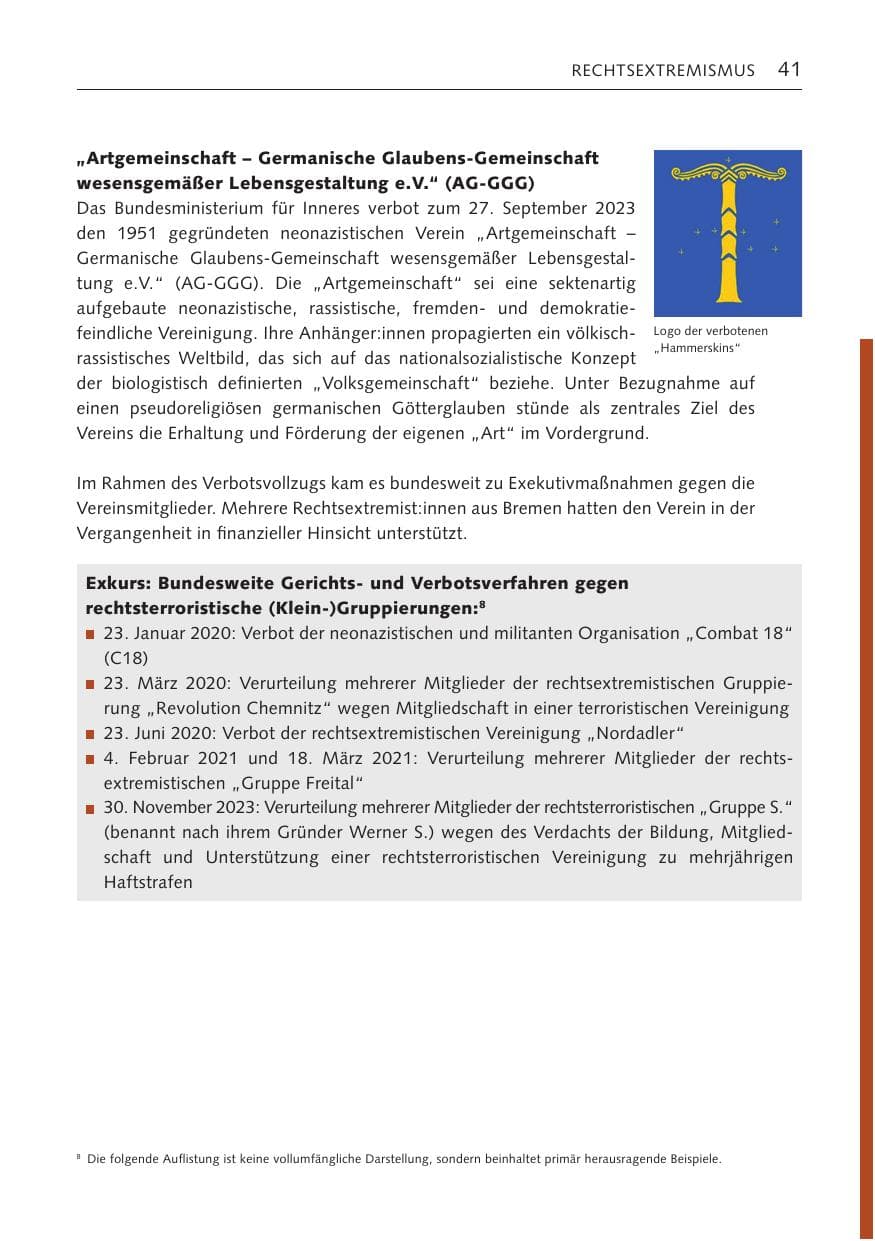 Seite 40 des Verfassungsschutzbericht 2023 Bremen