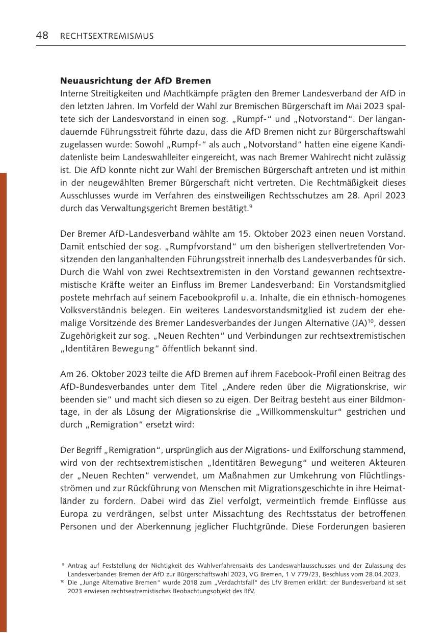 Seite 47 des Verfassungsschutzbericht 2023 Bremen