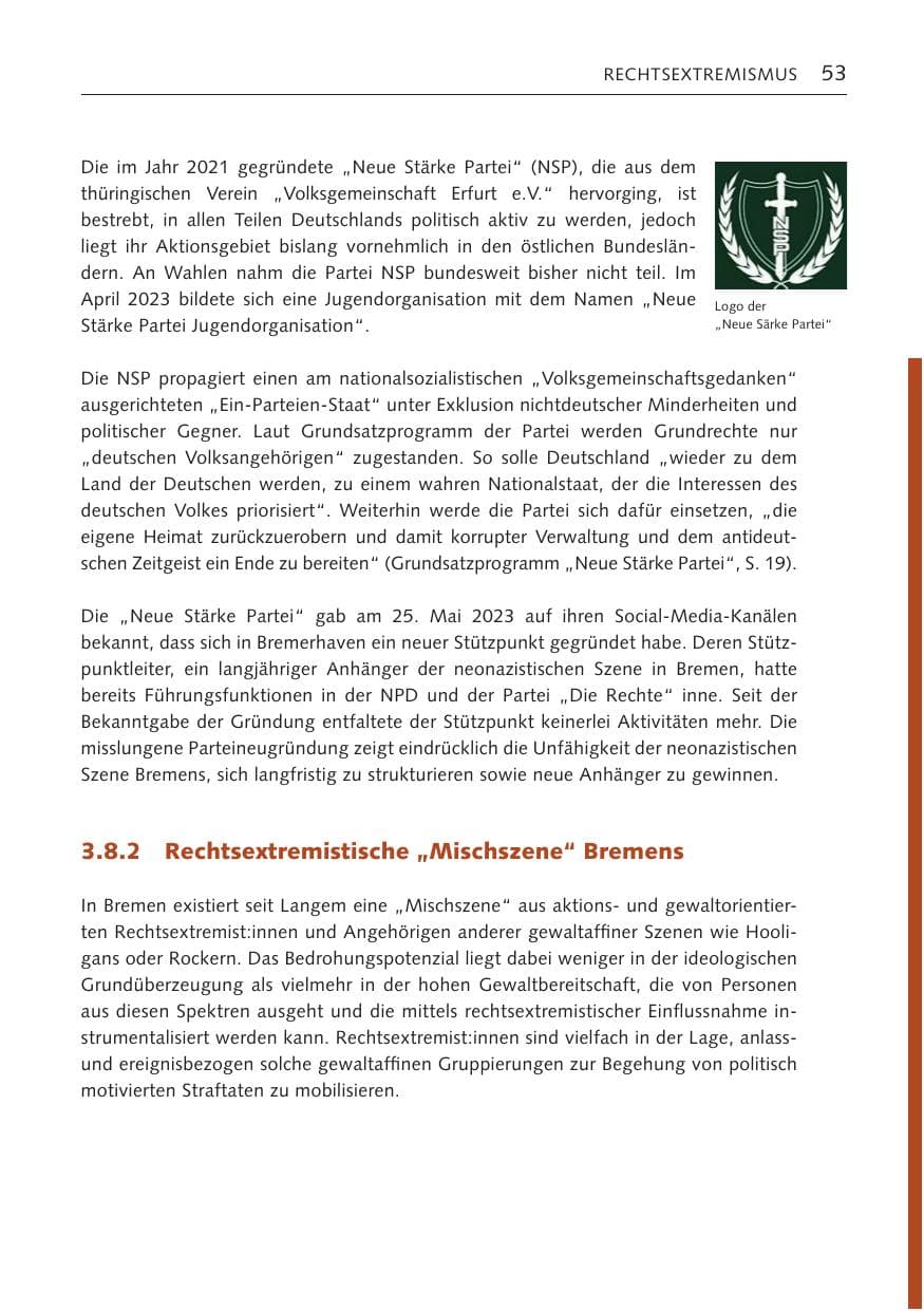Seite 52 des Verfassungsschutzbericht 2023 Bremen