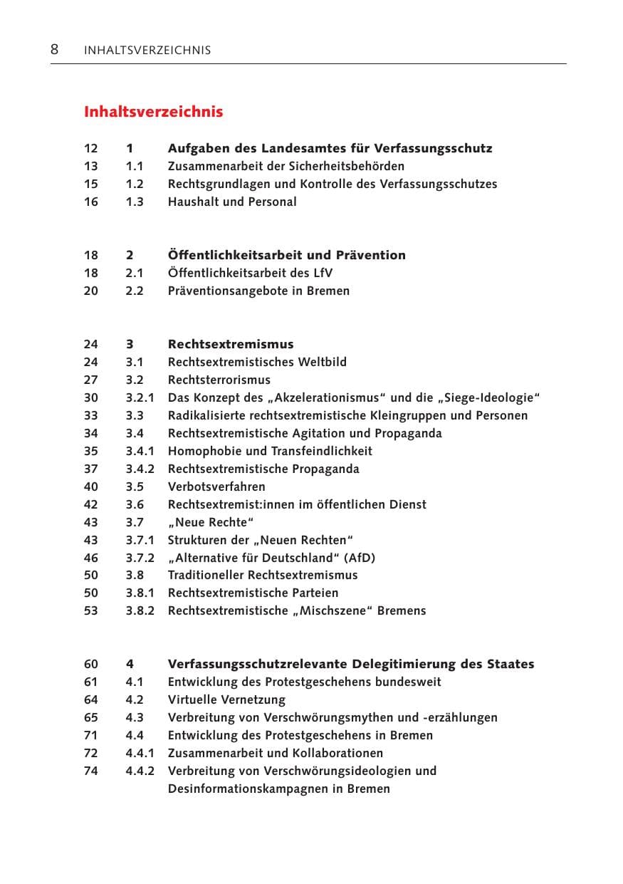 Seite 7 des Verfassungsschutzbericht 2023 Bremen