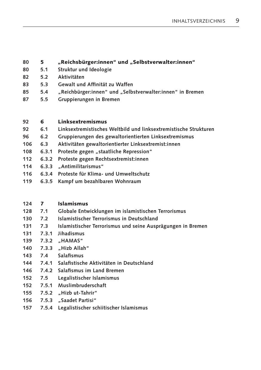 Seite 8 des Verfassungsschutzbericht 2023 Bremen