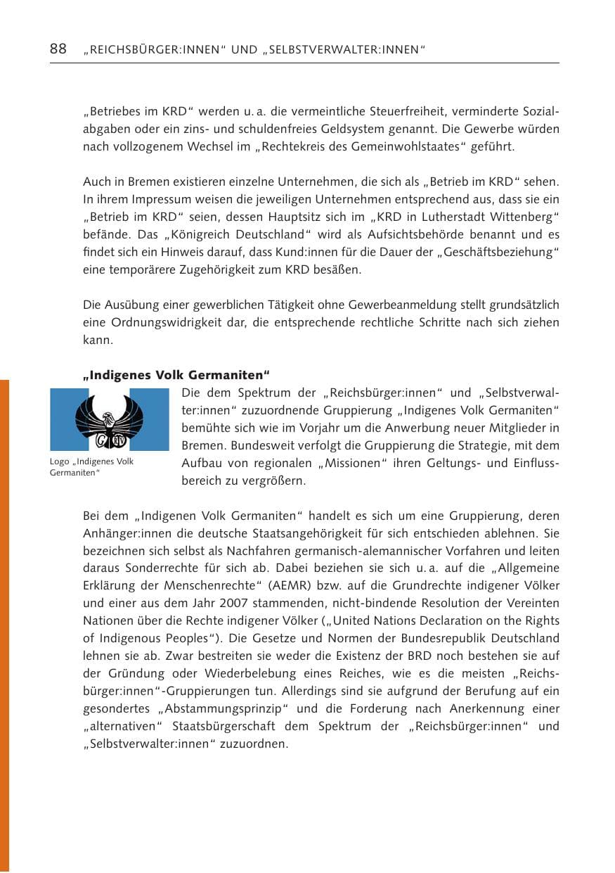Seite 87 des Verfassungsschutzbericht 2023 Bremen