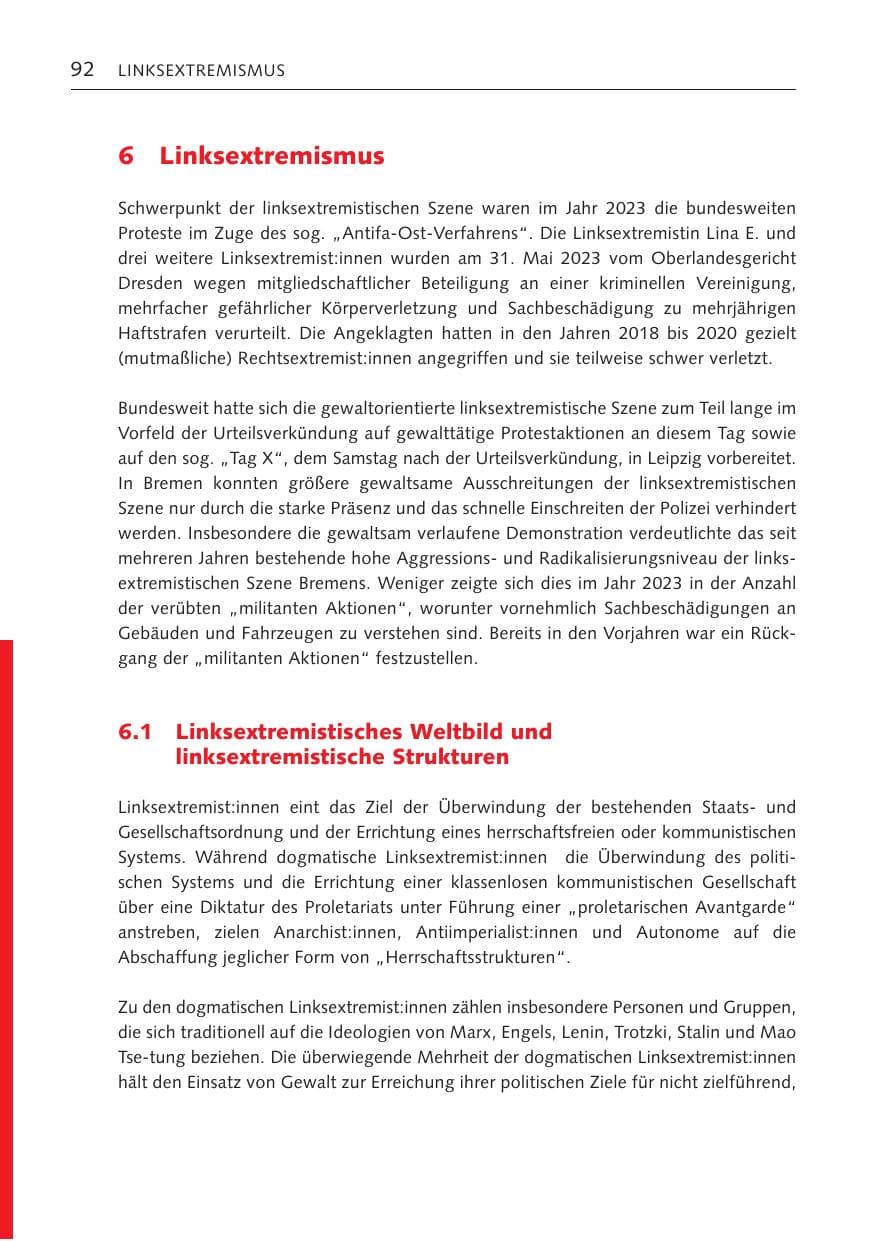 Seite 91 des Verfassungsschutzbericht 2023 Bremen
