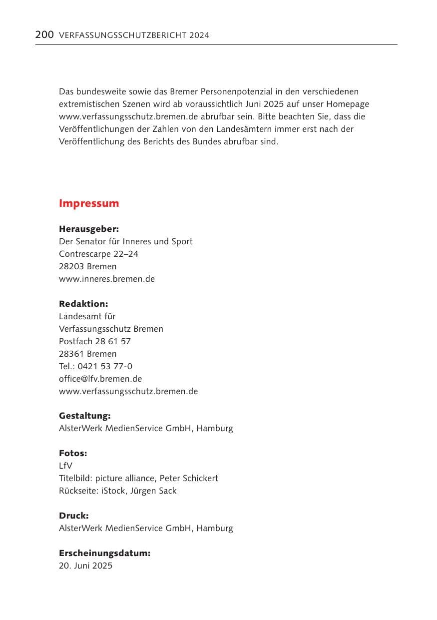 Seite 102 des Verfassungsschutzbericht 2024 Bremen