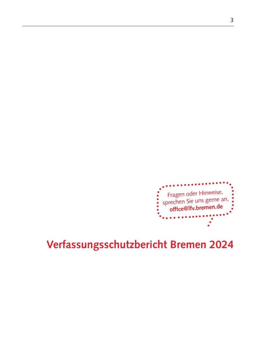 Seite 3 des Verfassungsschutzbericht 2024 Bremen