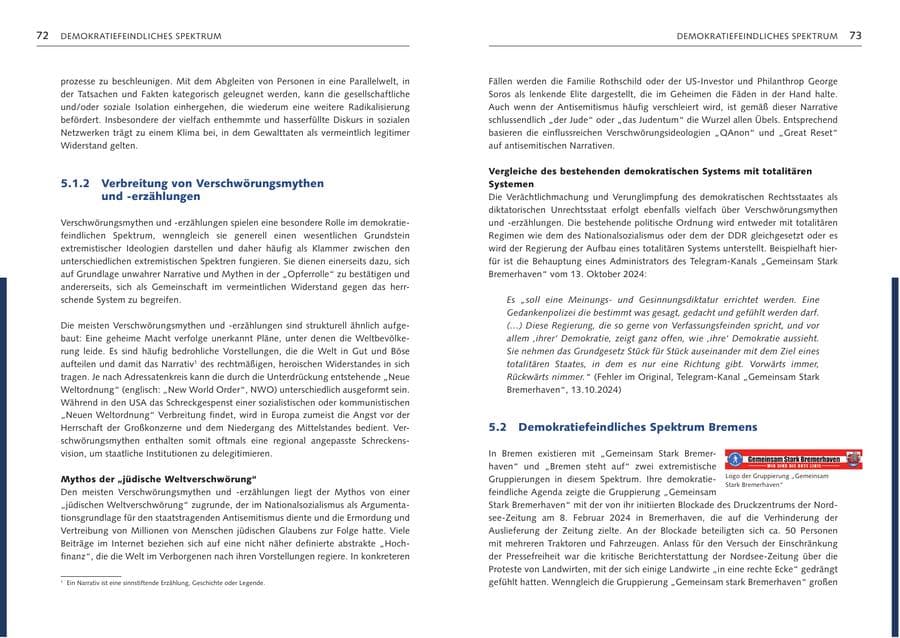 Seite 38 des Verfassungsschutzbericht 2024 Bremen