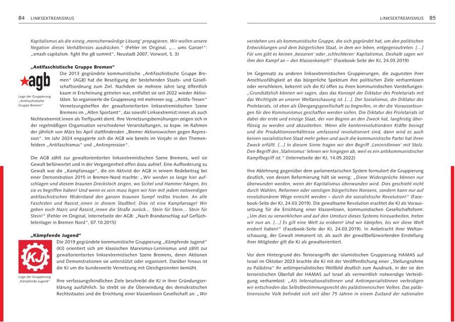Seite 44 des Verfassungsschutzbericht 2024 Bremen