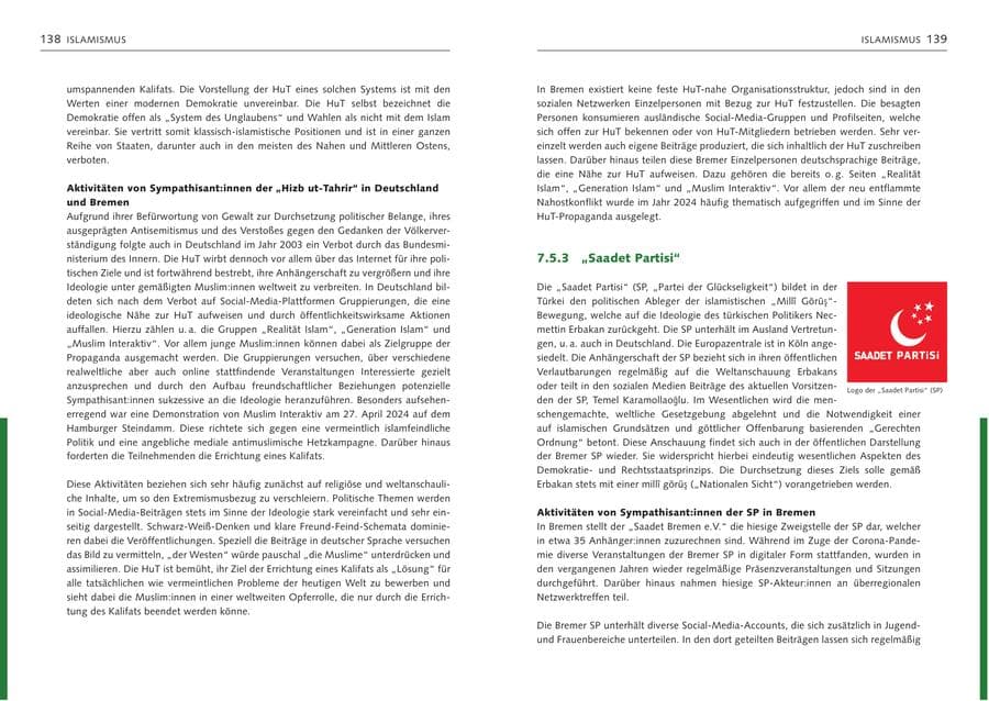 Seite 71 des Verfassungsschutzbericht 2024 Bremen