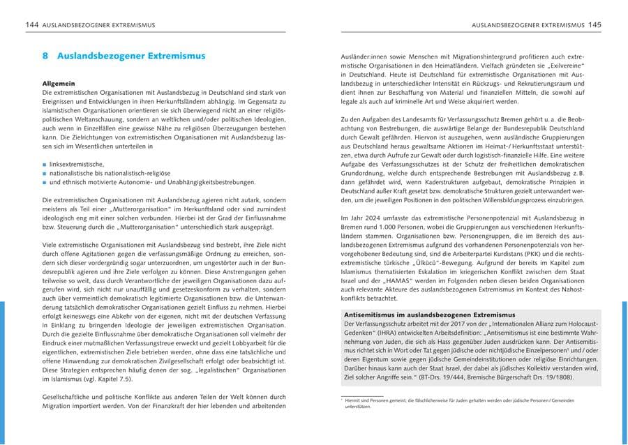 Seite 74 des Verfassungsschutzbericht 2024 Bremen