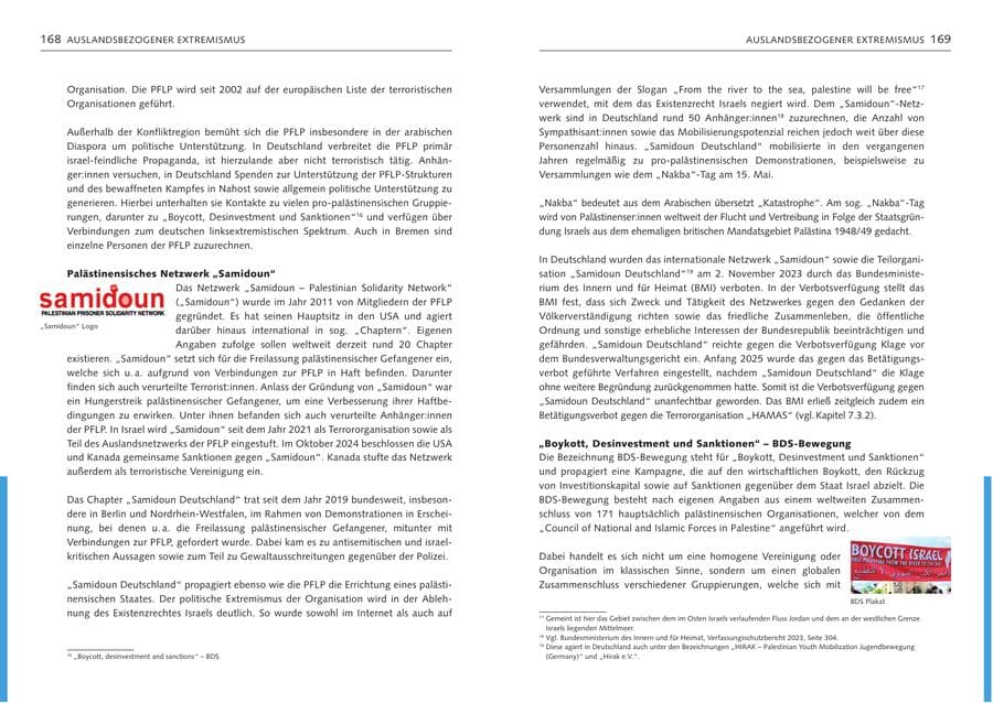 Seite 86 des Verfassungsschutzbericht 2024 Bremen