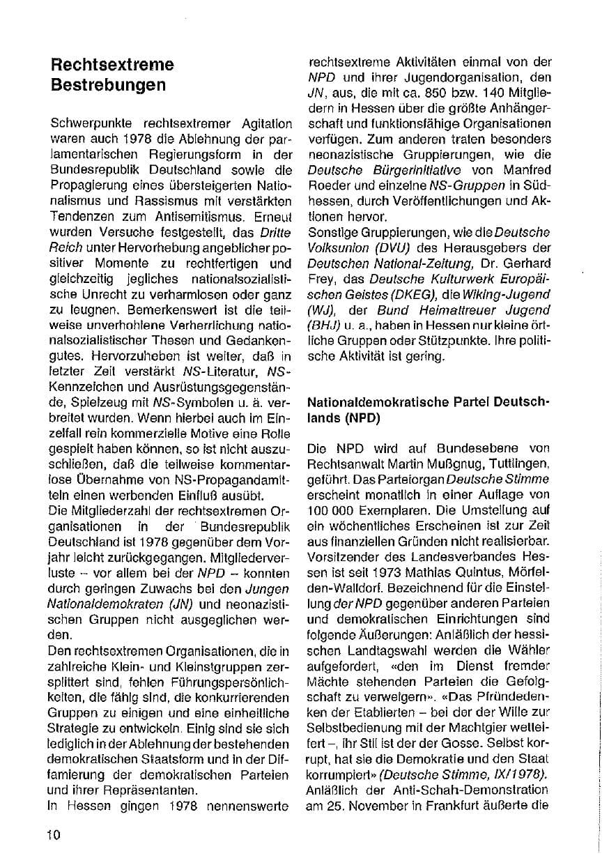 Seite 11 des Verfassungsschutzbericht 1978 Hessen