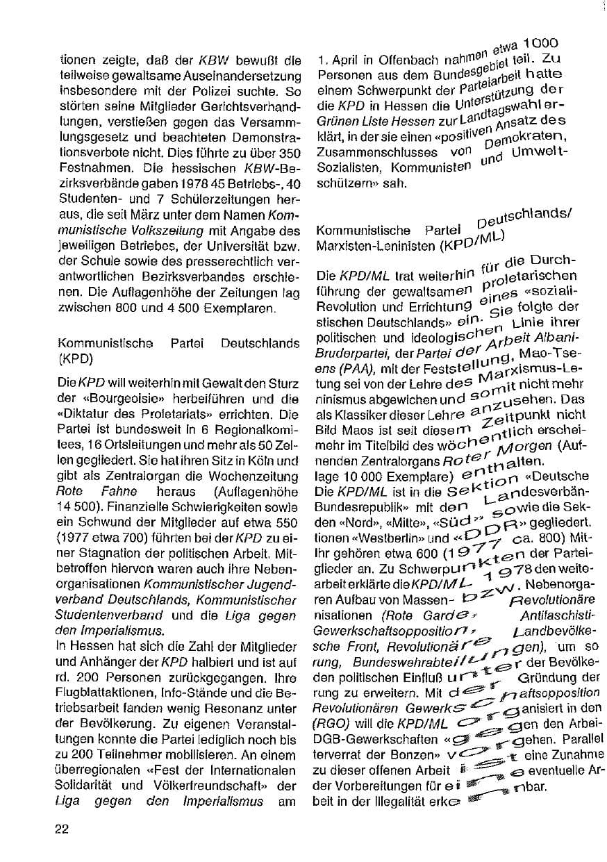 Seite 23 des Verfassungsschutzbericht 1978 Hessen