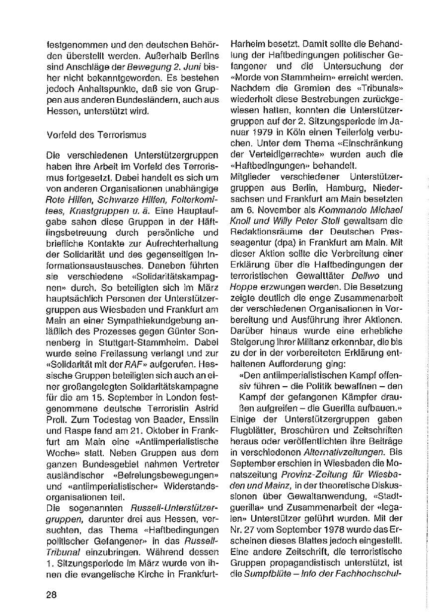 Seite 29 des Verfassungsschutzbericht 1978 Hessen
