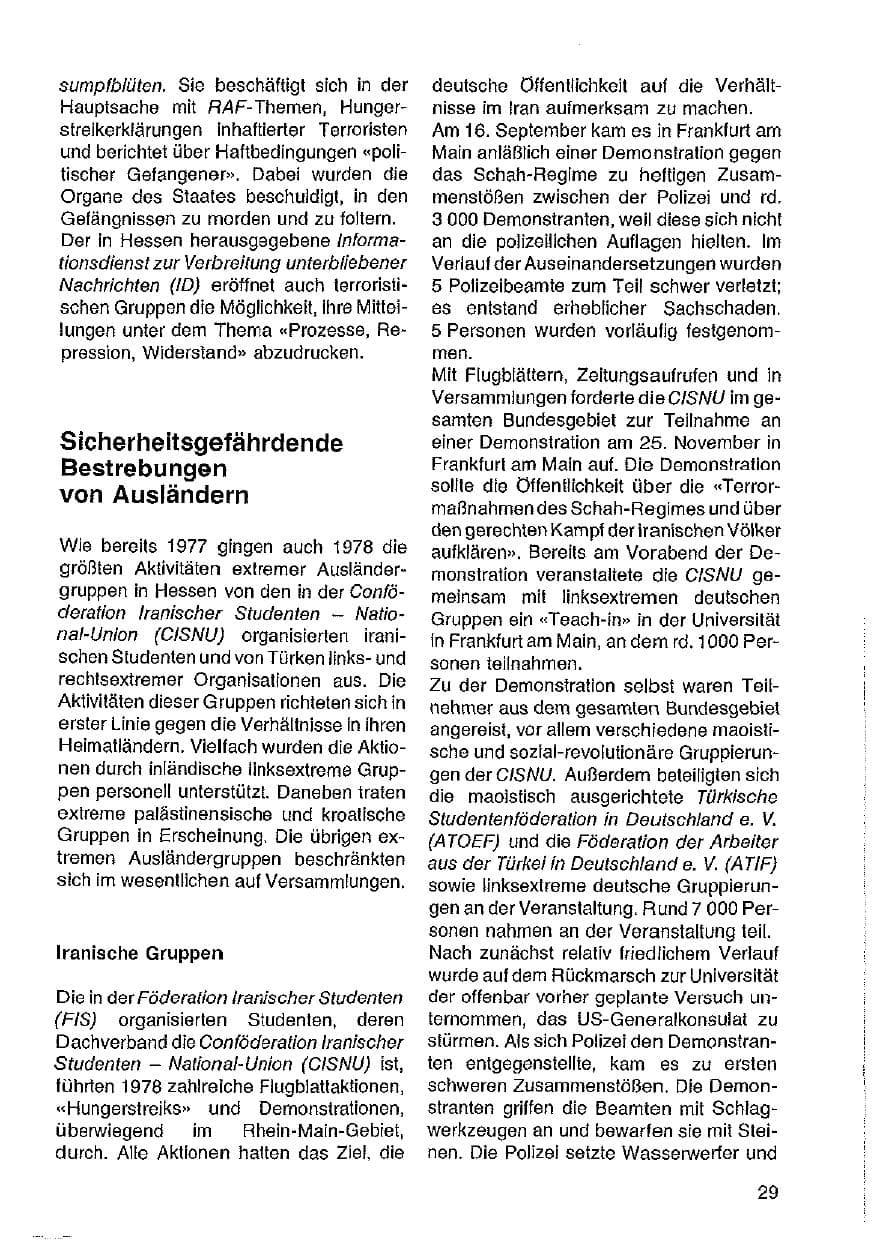 Seite 30 des Verfassungsschutzbericht 1978 Hessen