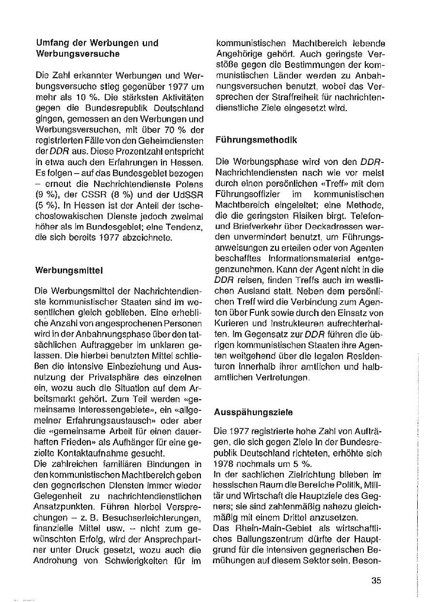 Seite 36 des Verfassungsschutzbericht 1978 Hessen