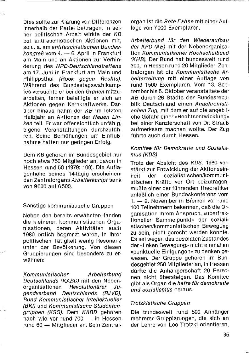Seite 36 des Verfassungsschutzbericht 1980 Hessen