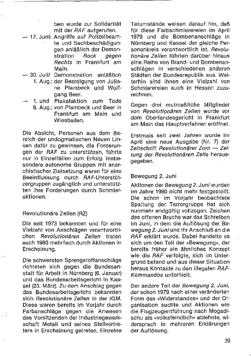 Seite 40 des Verfassungsschutzbericht 1980 Hessen