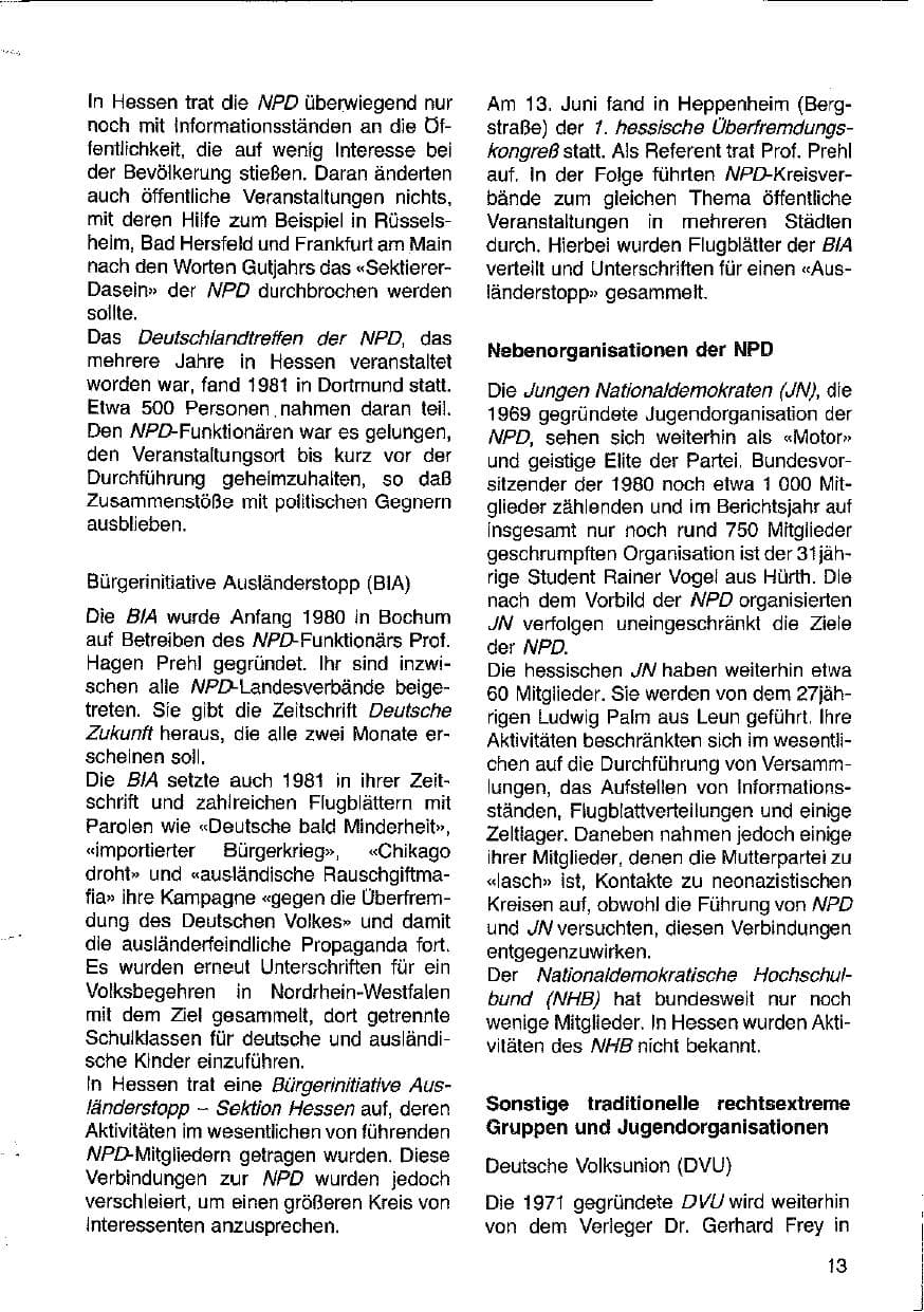 Seite 14 des Verfassungsschutzbericht 1981 Hessen