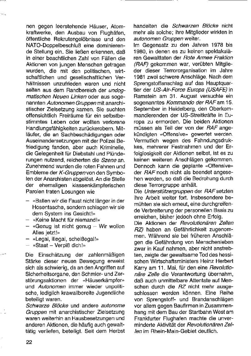 Seite 23 des Verfassungsschutzbericht 1981 Hessen