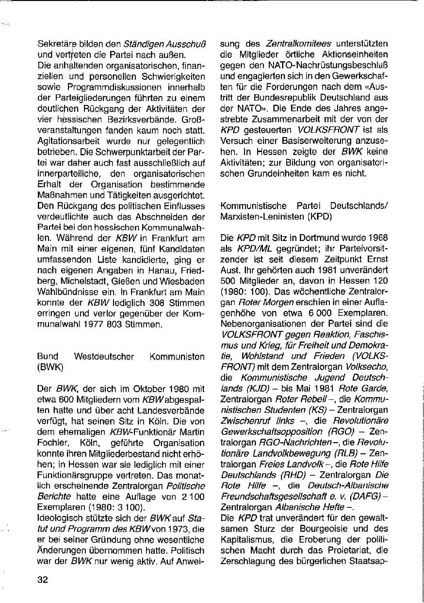 Seite 33 des Verfassungsschutzbericht 1981 Hessen