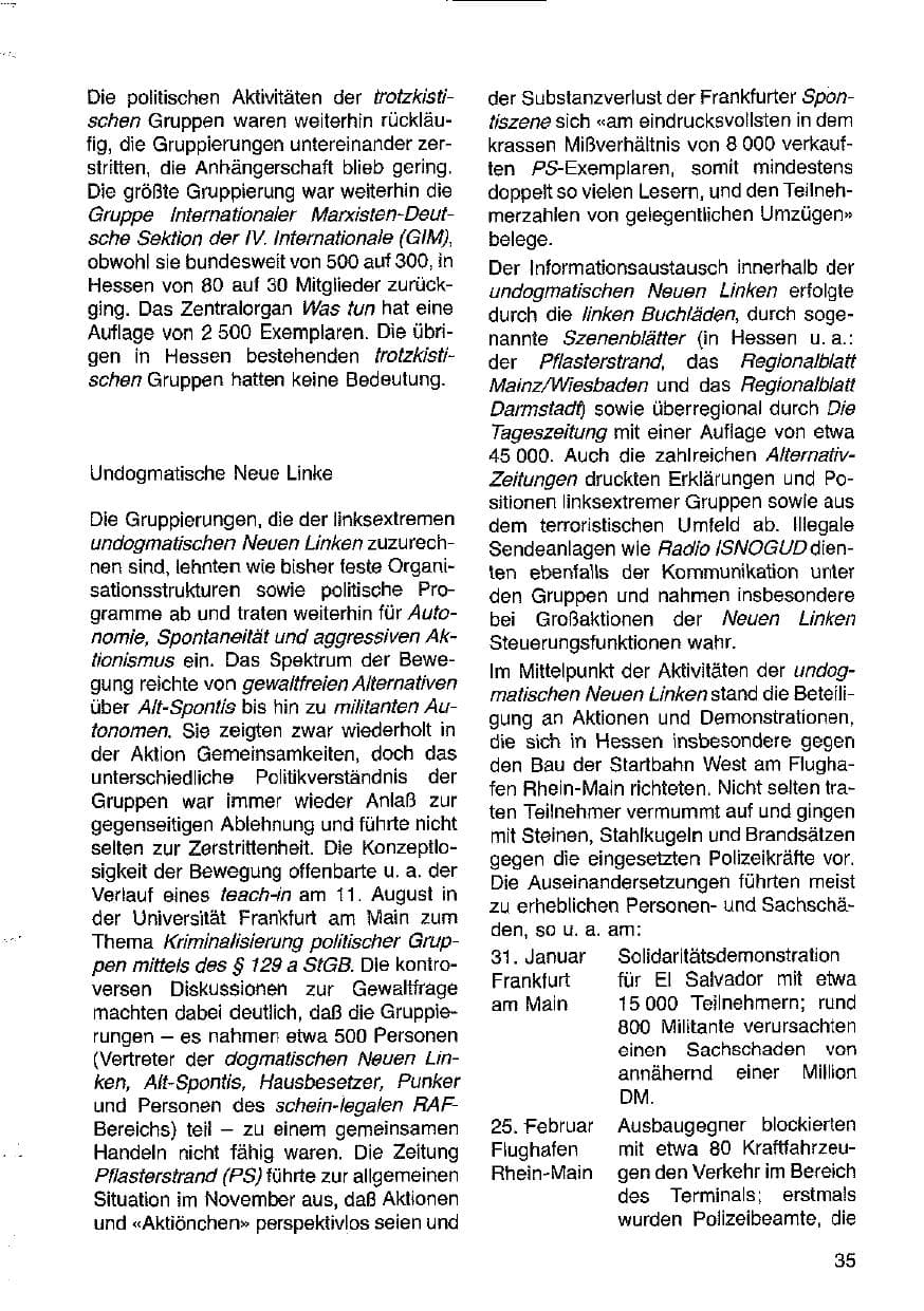 Seite 36 des Verfassungsschutzbericht 1981 Hessen