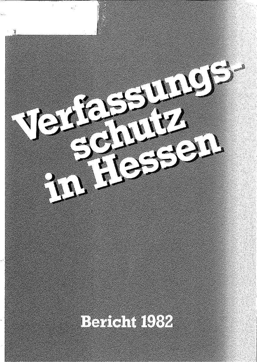 Seite 1 des Verfassungsschutzbericht 1982 Hessen
