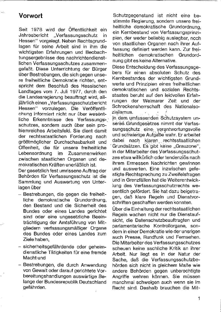 Seite 2 des Verfassungsschutzbericht 1982 Hessen