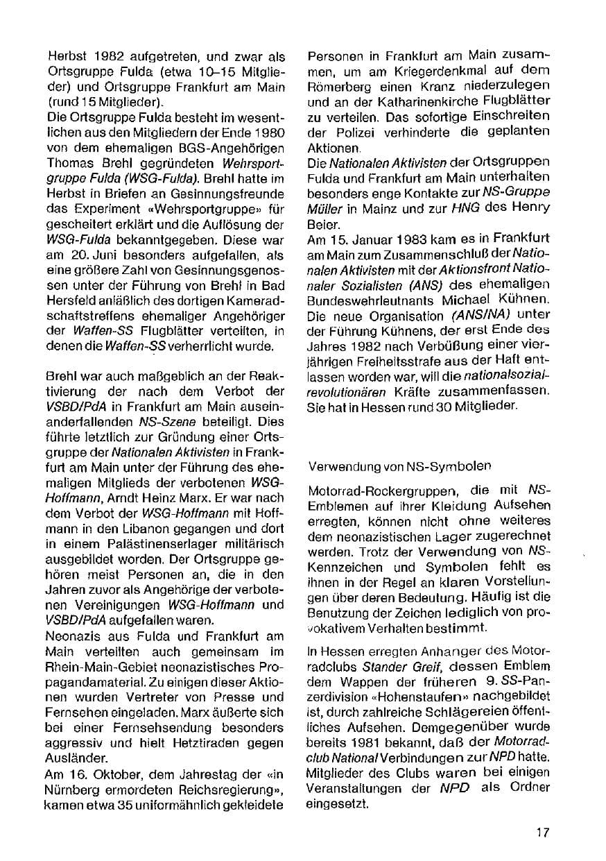 Seite 18 des Verfassungsschutzbericht 1982 Hessen