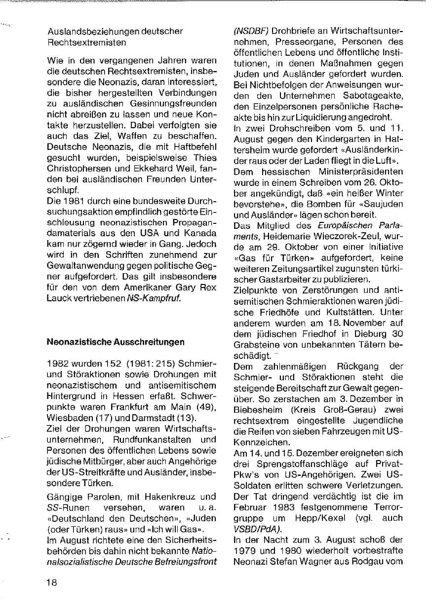 Seite 19 des Verfassungsschutzbericht 1982 Hessen