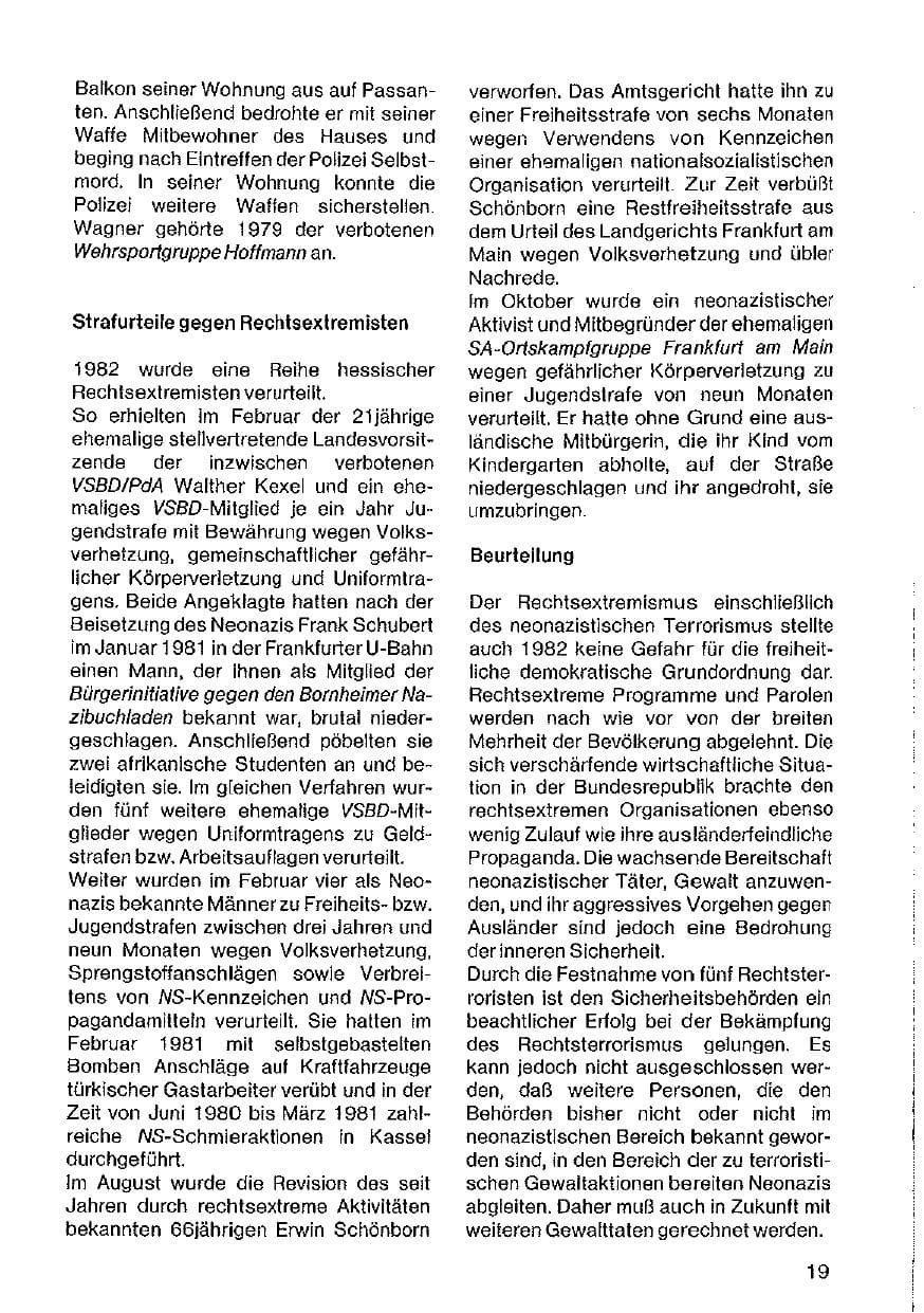 Seite 20 des Verfassungsschutzbericht 1982 Hessen