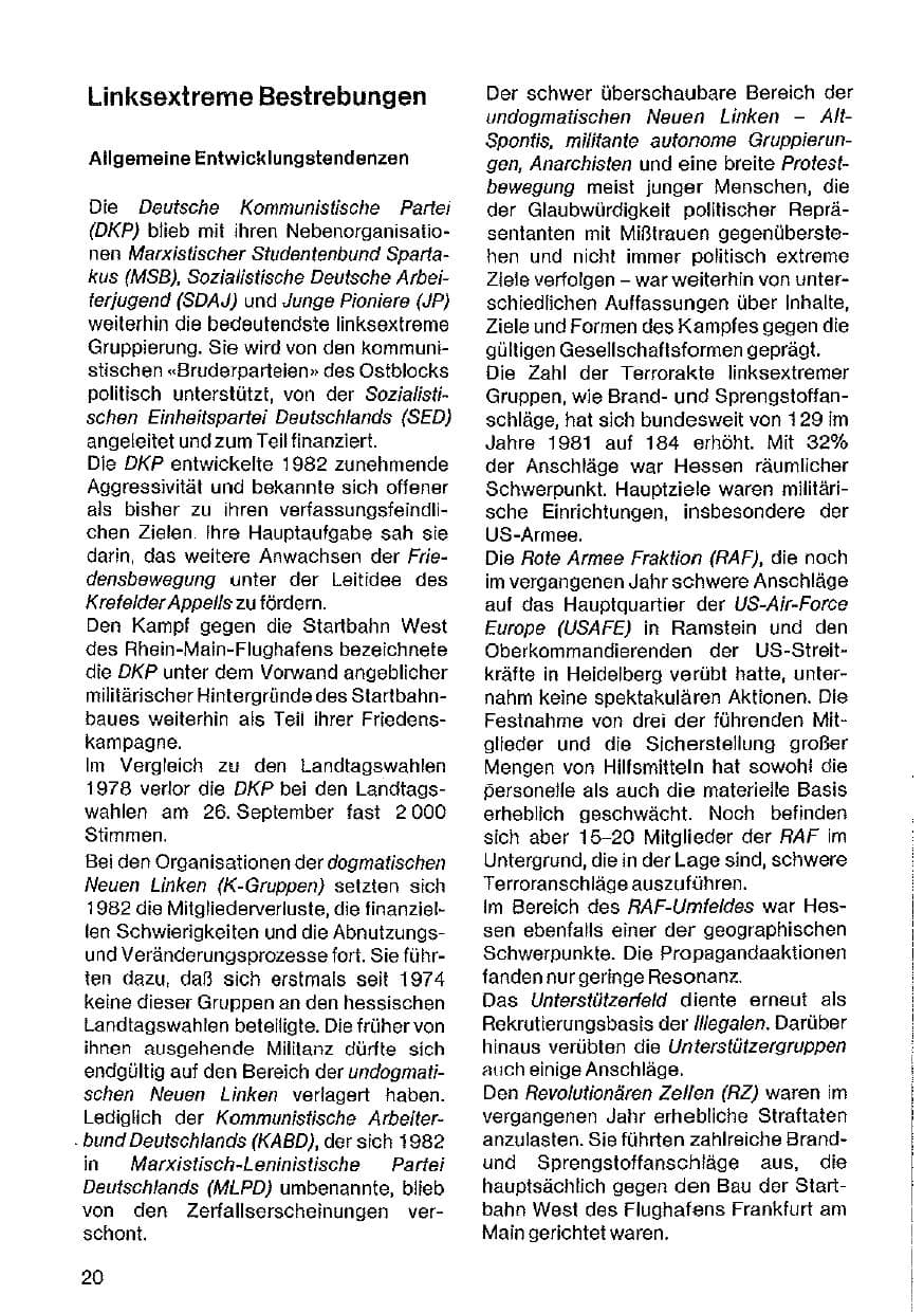 Seite 21 des Verfassungsschutzbericht 1982 Hessen