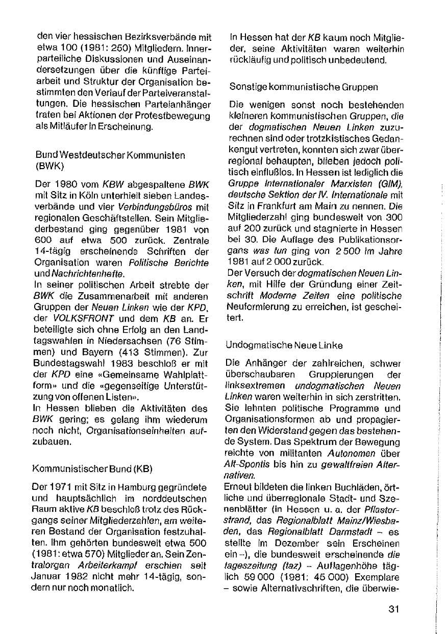 Seite 32 des Verfassungsschutzbericht 1982 Hessen