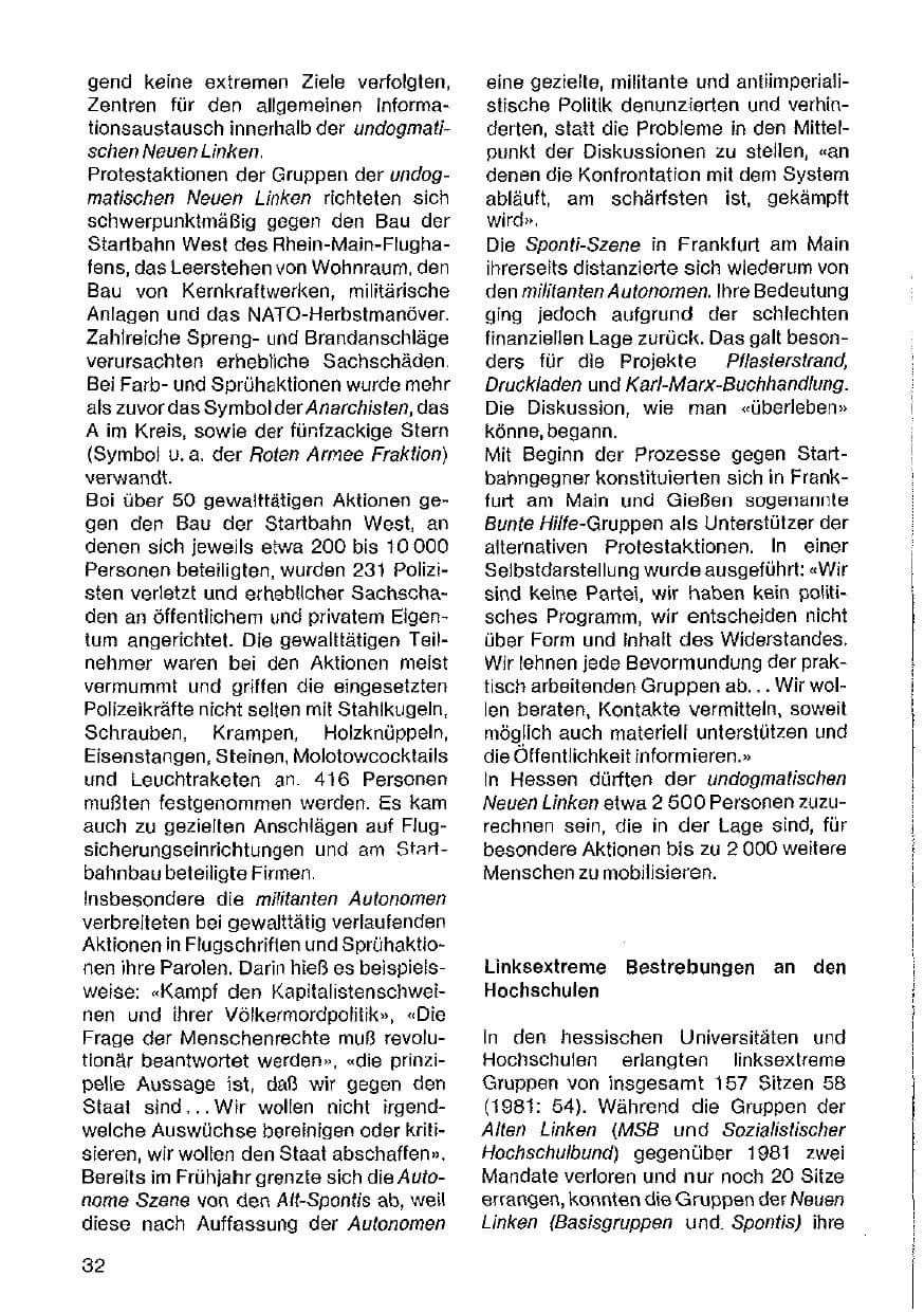 Seite 33 des Verfassungsschutzbericht 1982 Hessen
