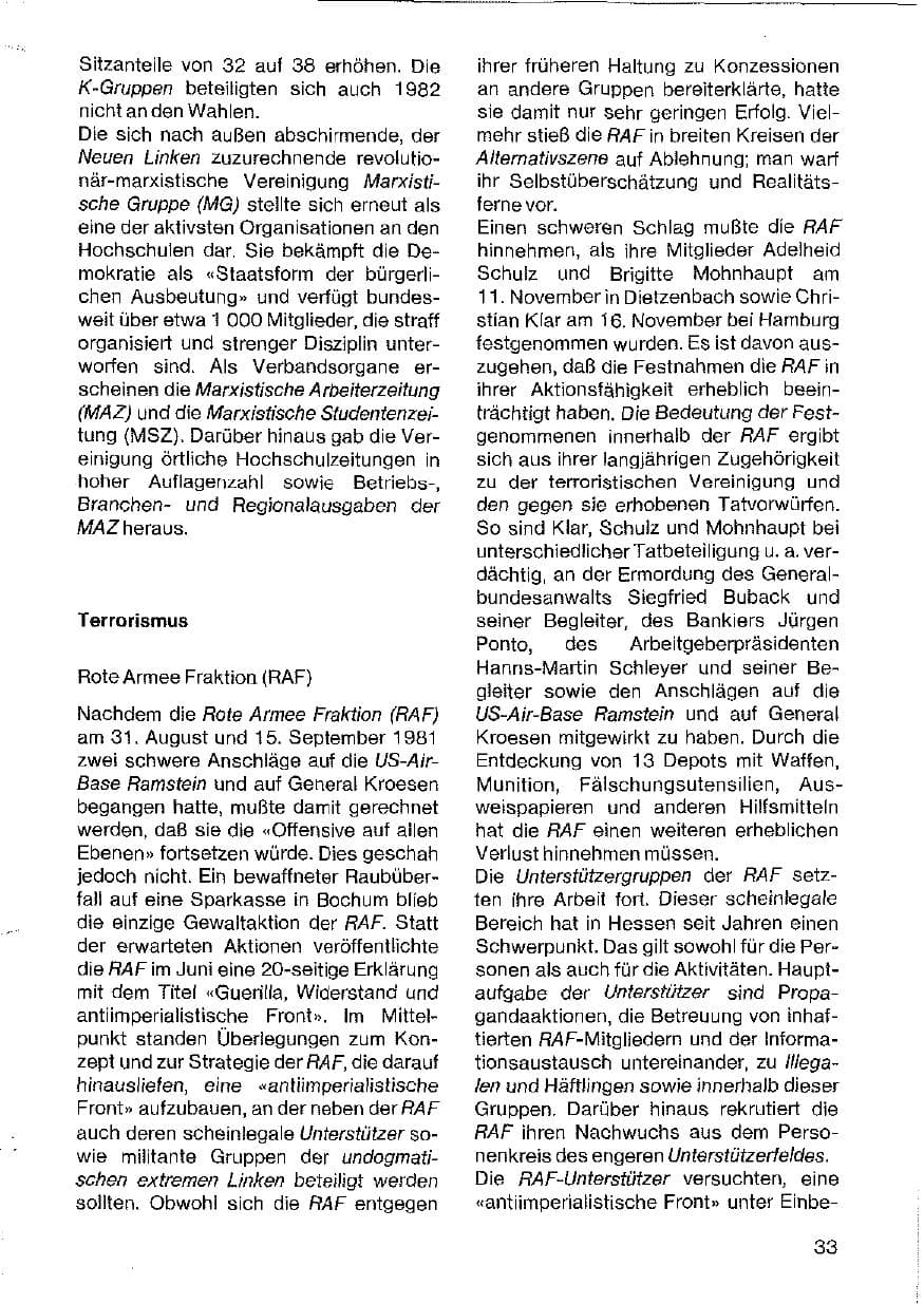 Seite 34 des Verfassungsschutzbericht 1982 Hessen