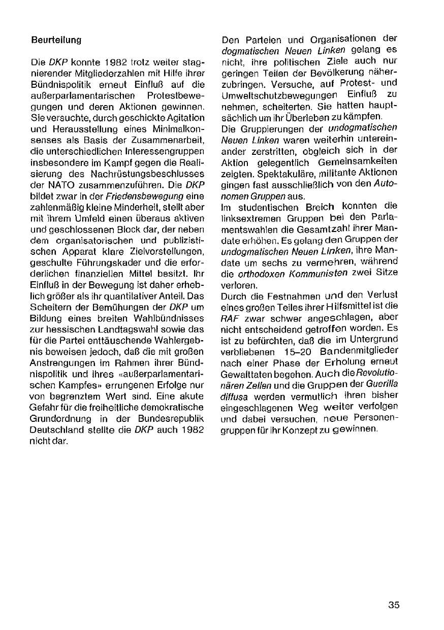 Seite 36 des Verfassungsschutzbericht 1982 Hessen